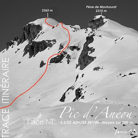 Peña Blanca Pic d'Anéou - Trace Itinéraire