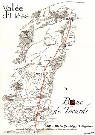 Vallée d'Héas Banc de Tocards Schéma Itinéraire