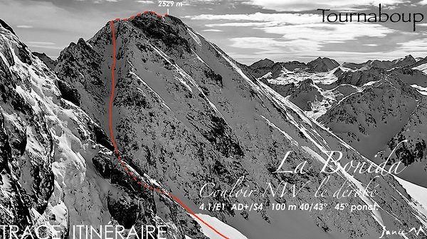 La Bonida Couloir NW le dérobé - Trace Itinéraire