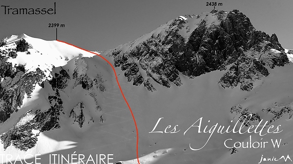 Les Aiguillettes - Couloir W - Tace Itinéraire