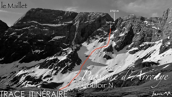 Passade d'Arrouye - Couloir N - Trace Itinéraire