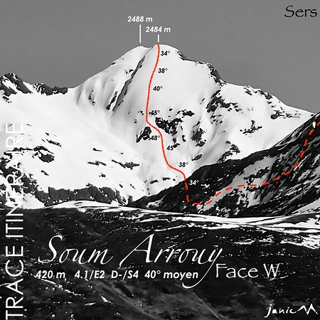 Soum Arrouy - Face W - Trace Itinéraire