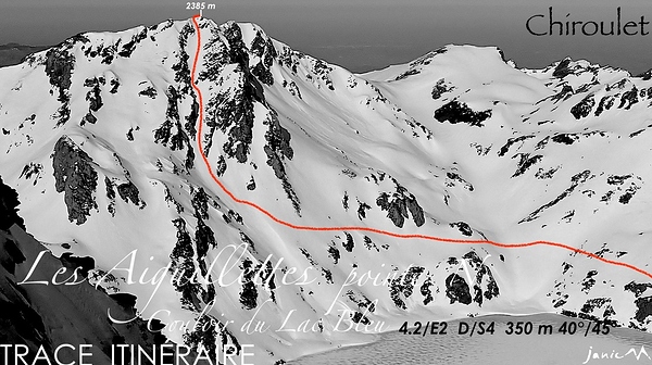 Les Aiguillettes Pointe N Couloir du Lac Bleu Trace Itinéraire