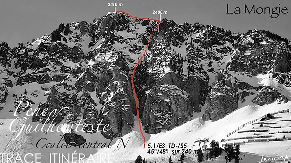 Pène Guilhemteste Couloir central N Trace Itinéraire