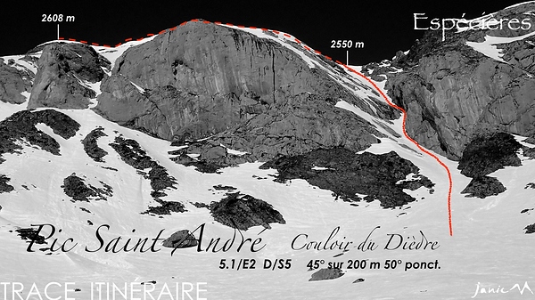 Pic Saint André - Couloir du Dièdre Itinéraire