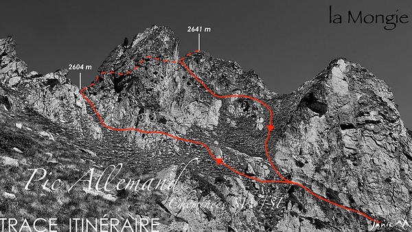 Pic Allemand Cheminées SW:SE Trace Itinéraire