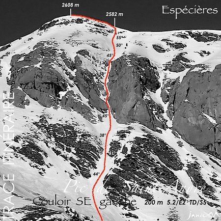 Saint André - Couloir SE de gauche - Trace Itinéraire