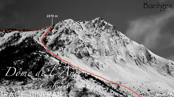 Dôme de l'Ayré - Couloir W de Gèze - Trace itinéraire