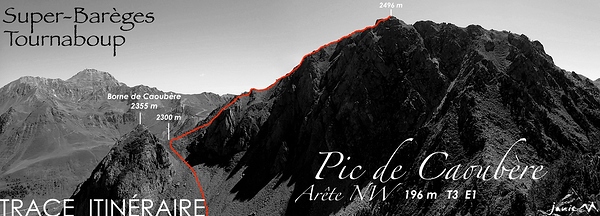 Pic de Caoubère -  Arête NW - Trace Itinéraire
