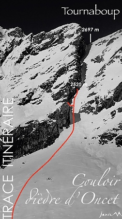 Pène Blanque - Couloir dièdre d'Oncet - Trace Itinéraire