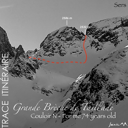 Grande Brèche Taillade - Couloir N - Trace Itinéraire