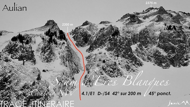 Eres Blanques Couloir NW Trace Itinéraire