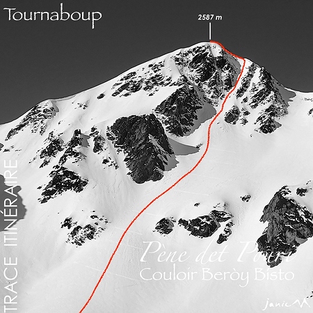 Pène det Pouri - Couloir Beròy Bísto - Trace Itinéraire