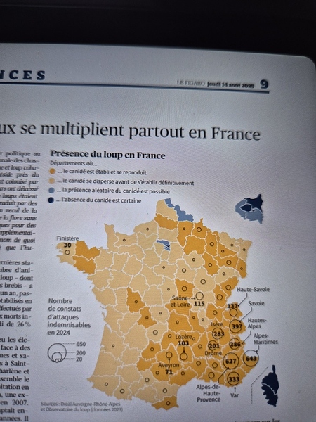 carte des attaques des loups en France 2023