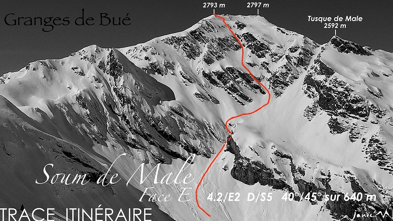 Soum de Male Face E Trace Itinéraire