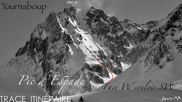 Pic d'Espade - Prémices Face W - Trace Itinéraire