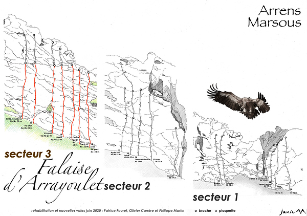 Falaise d'Arrayoulet Secteur 1 2 3 N:B