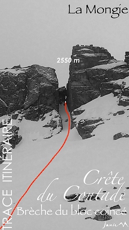 Crête du Contadé - Brèche bloc coincé - Trace Itinéraire