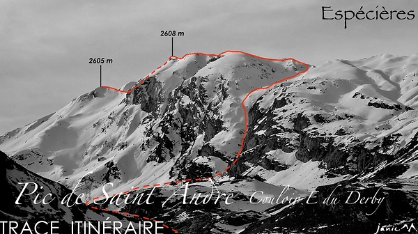 Pic St André Couloirs E:S - Trace Itinéraire