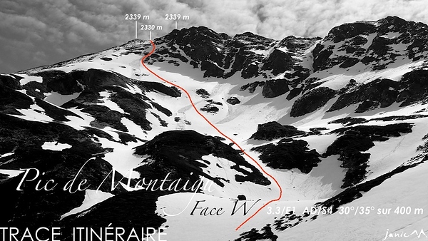 Pic Montaigu Face W Trace Itinéraire