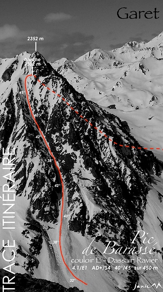 Pic de Barassé Couloirs E:Ker Krolic Trace Itinéraire