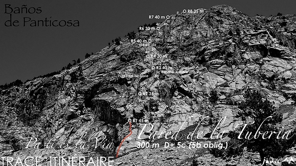Pared de la Tuberia Pa ti es la via Trace Itinéraire