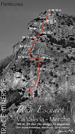 Peña Escuach - Vía Valeria - Merche - Trace Itinéraire