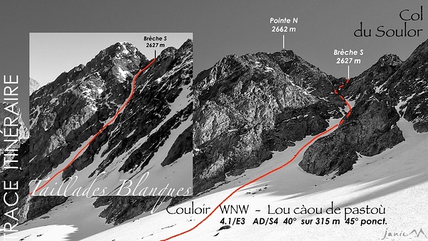 Taillades Blanques - Couloir WNW - Trace Itinéraire
