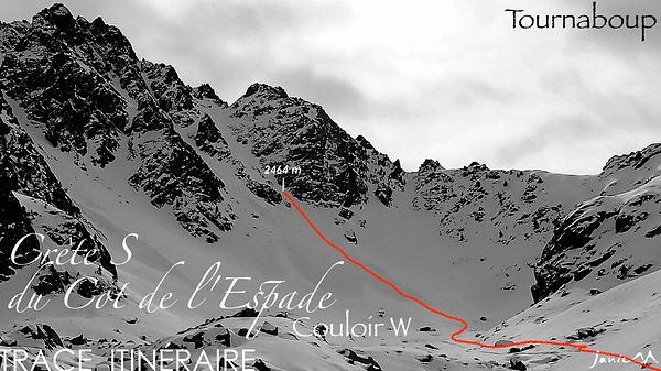 Cot de l'Espade - Couloir W - Trace Itinéraire