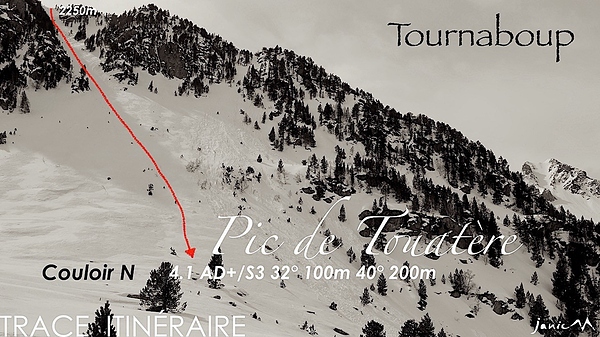 Pic de Touatère Couloir N de gauche  Trace Itinéraire