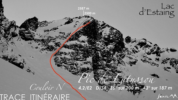 Pic de Lutussou - Couloir N - Trace Itinéraire