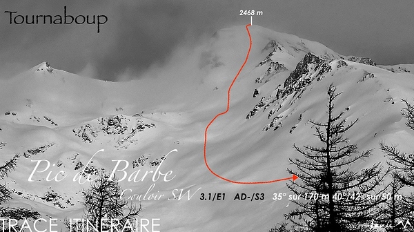 Pic de Barbe Couloir SW Trace Itinéraire