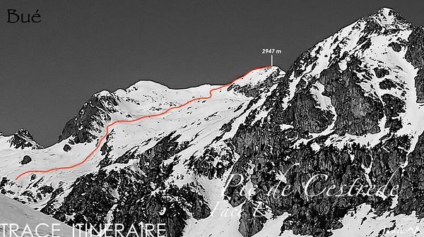 Pic de Cestrède Face E Trace Itinéraire