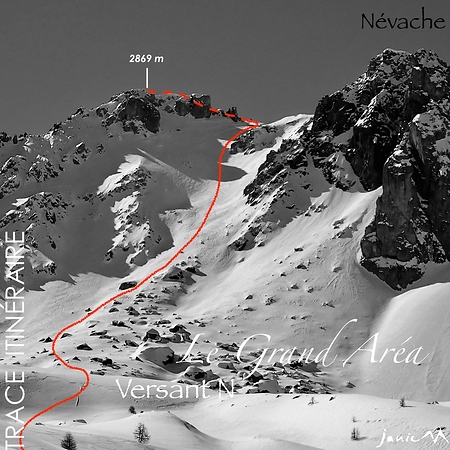 Grand Aréa - Versant N - Trace Itinéraire
