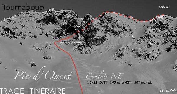 Pic d'Oncet - Couloir NE - Trace Itinéraire