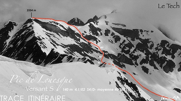 Pic de Louesque - Versant S - Trace Itinéraire
