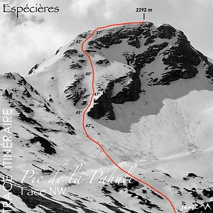 La Pahule - Face NW - Trace Itinéraire