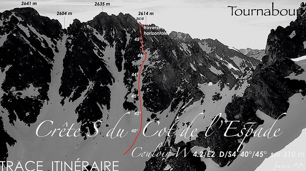 Crête S du Cot de l'Espade Couloir W itinéraire 2