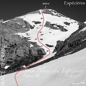 Soum Blanc - Face SE - Trace Itinéraire