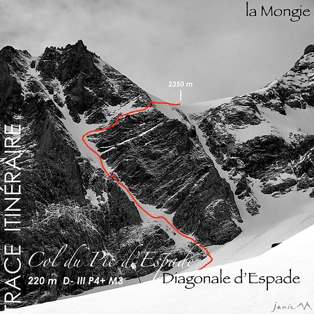 Col d'Espade - Diagonale d'Espade - Trace Itinéraire