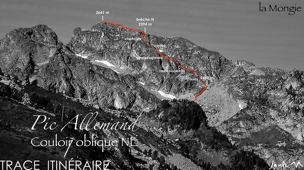 Pic Allemand - Couloir oblique NE - Trace Itinéraire