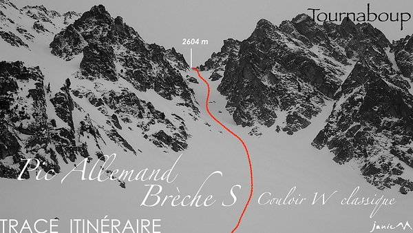 Pic Allemand Couloir W - Trace Itinéraire