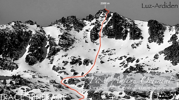 Pic d'Aulian - Couloir NE Central - Trace Itinéraire