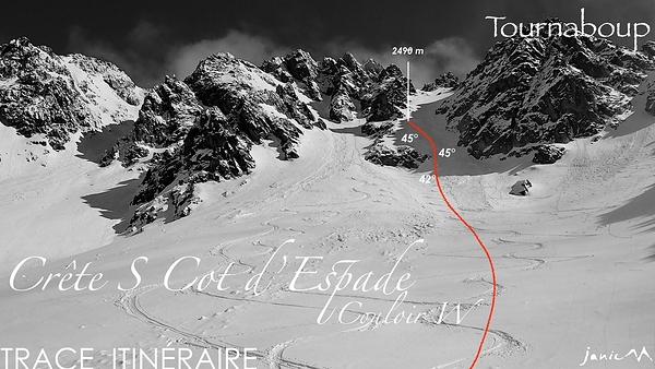 Crête S Cot d'Espade Couloir W Trace Itinéraire