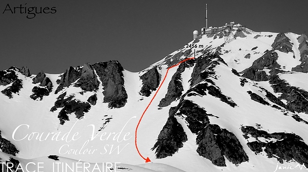 Courade Verde Couloir SW Tace Itinéraire