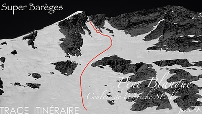 Pène Blanque Couloir SE Trace ce jour