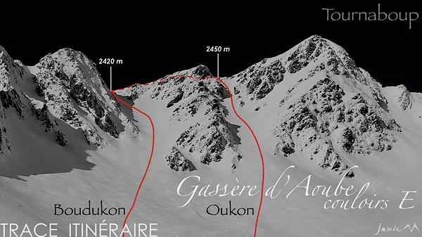 Gassère d'Aoube - Couloirs E - Trace Itinéraire