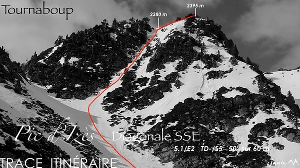 Pic d'Izès - Diagonale SSE - Trace Itinéraire