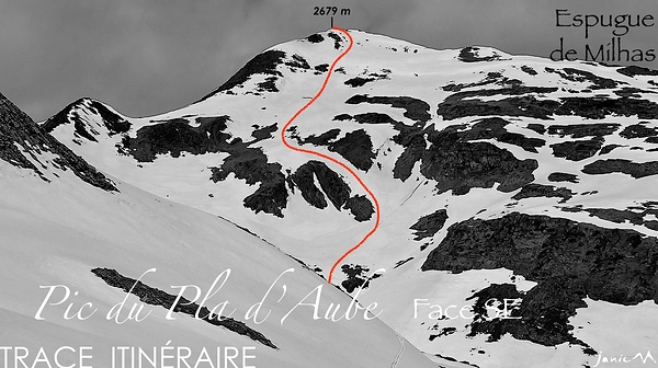 Pic du Pla d'Aube Face SE - Trace Itinéraire