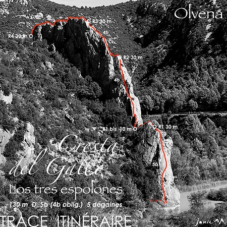 Olvena - Cresta del Gallo - Trace Itinéraire